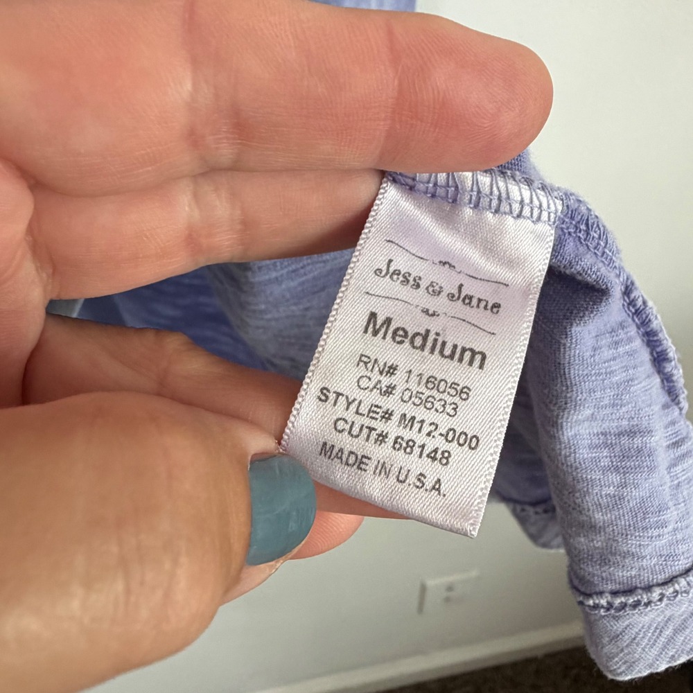 Jess & Jane Whiskers Cat Graphic Tunic Top M Blue Mineral Wash M12-2228 NEW FLAW - Picture 8 of 11
